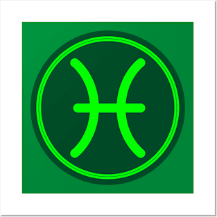 Cool Green Pisces Symbol Posters and Art